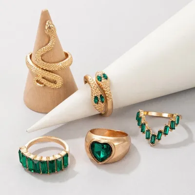 5 Pcs Trendy Snake Finger Ring Set